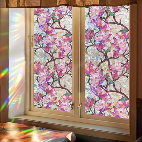 Vinilo decorativo privacidad ventana Magnolia rosa 31.5x78.7 in miniatura 2