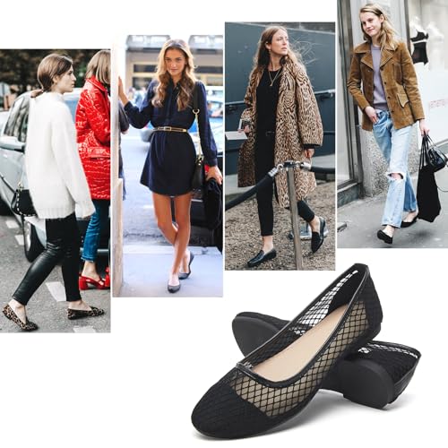 hash bubbie Women's Flats Shoes Ballet Flats Womens Knit Mesh Washable Dress Shoes Comfortable Slip on Loafers for Women Breathable Business Casual Shoes4