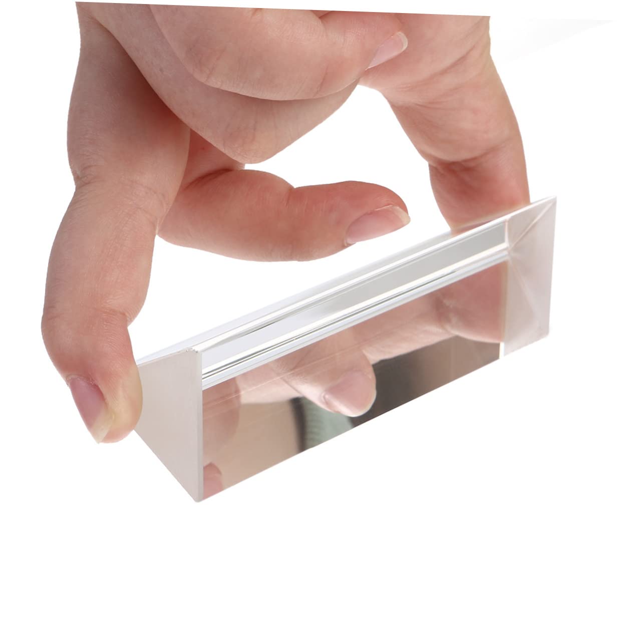 FELTECHELECTR Optical Glass Prism 100x30x30mm Break Light into Spectral Colors Ideal for Education Presentations