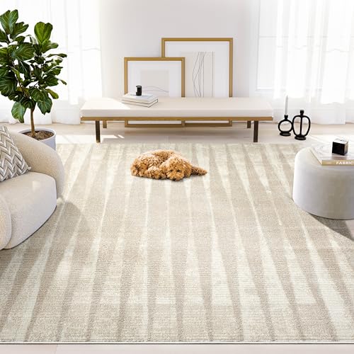 Tapete Abani Terra Cream 8'x10' Diseño Líneas Verticales