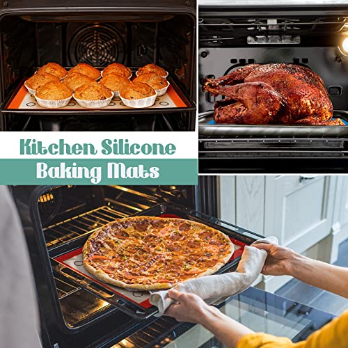 8 Pieces Macaron Silicone Baking Mats Non Stick Silicon Cookie Oven Liner Silicone Cookie Sheets For Baking, 2 Half Sheets 4 Quarter Sheets And 2 Square Sheets For Bread Pizza Pastry Cake Bake Pans #TOP5