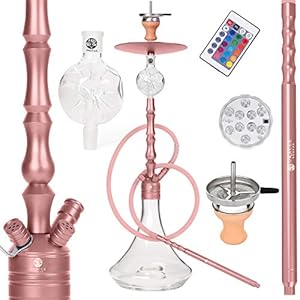 ORACLE HOOKAH® Shisha-set, waterpijp, aluminium, shisha, roze, complete set, 90 cm, met accessoires zoals led-slang, kop…