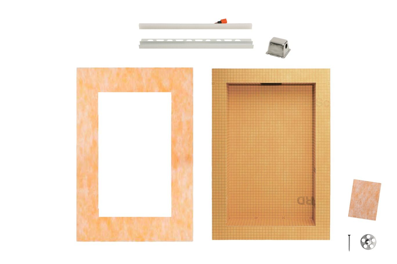 Schluter Kerdi-Board-SNLT Shower Niche with Integrated LIPROTEC LED Lighting - Vertical Installation - 12" Width, 20" Height, 3-1/2" Depth, Warm White