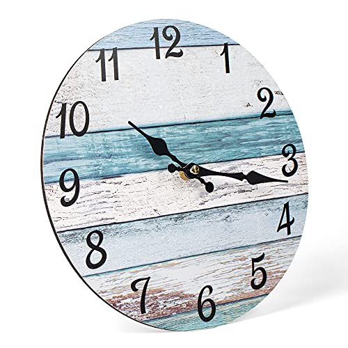Homotte Wall Clock, 10 Inch Battery Operated Clocks Living Room Decor, Silent Non-Ticking Bathroom Round Country Retro Rustic Style Wall Clock for Home Bedroom Office - Image 3