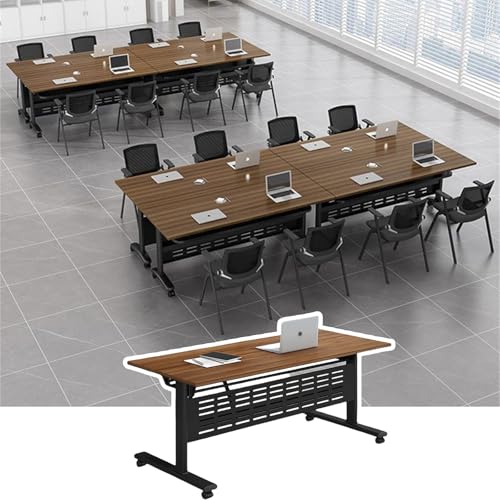 Escritorio modular plegable de entrenamiento, mesa de conferencias móvil con tapa abatible, paquete de 1/2/4/6/8 unidades portátil para sala de reuniones con ruedas silenciosas, ideal para