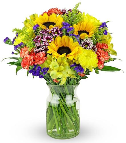Benchmark Bouquets - Flowering Fields (Glass Vase Included)