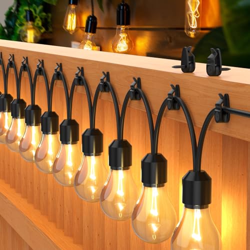 Outdoor String Lights Clips, Weatherproof Cable Hanger Hooks for Hanging Fairy Lights, Holiday Decor - Black, 50 Pack - Additional View