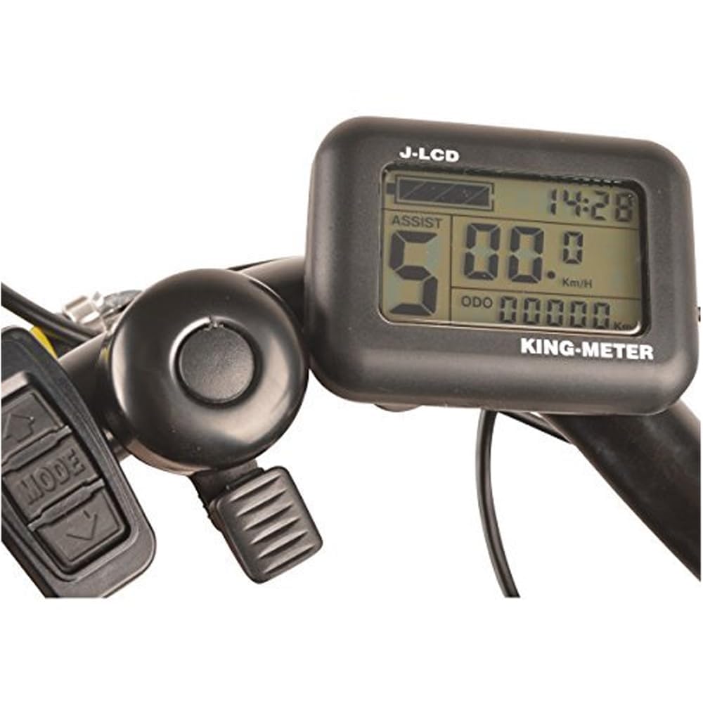 King-Meter J-LCD wyświetlacz E-Bike 36 V, wodoodporny panel sterowania LCD do zestawu do konwersji roweru elektrycznego, uchwyt na kierownicę 22,2 mm, wyświetlacz zastępczy do rowerów elektrycznych i