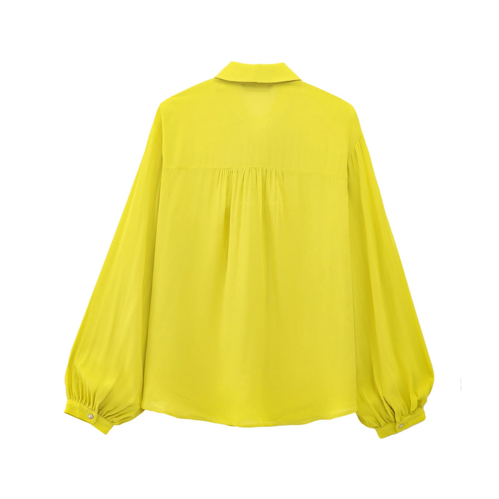 Camisa de manga larga sólida para mujer, elegante, con lazo y cordón de lazo, para oficina, para mujer