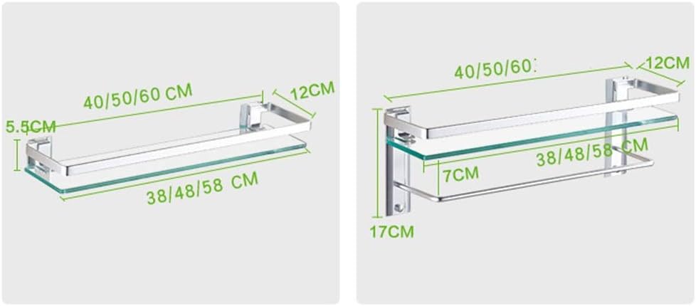 Bathroom Shelves, Glass Shelf Rectangular (Size : 60cm) ()