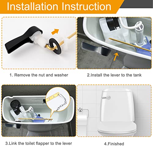 image for Hibbent 2 Pack Universal Front Mount Toilet Handle Tank Flush Lever Re