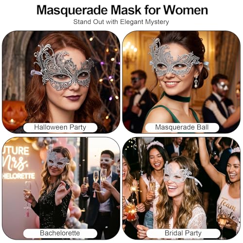 Image of Exlinonline Lace Masquerade Mask Elastic,Fit for Adult,Soft Gentle Material,Specially For Costume,Thememed Party