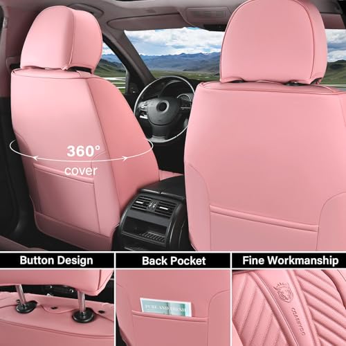 Image of Coverado Seat Covers Front Seats, Car Seat Cover Protector with Lumbar Support, Waterproof Car Seat Cushion, Leather Seat Covers Carseat Cover Universal Fit for Most Cars,Pink
