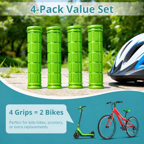 Image of CHUNZEXI 4 PCS Bike Handlebar Grips, Rubber Bicycle Bar Grips Replacement, Non-Slip Handle Grips for Kids Bikes, Scooters, BMX, Mountain & Cruiser Bikes