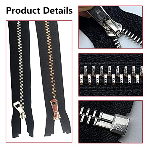 XCSJ Pack of 2 65 cm #5 Zip Metal Zip Separable Zip for Jackets Coat Suitcase Bag DIY Sewing Craft (65 cm) - Image 4