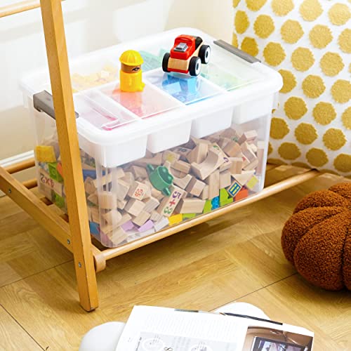 Image of Citylife 32QT Clear Craft Organizers and Storage Box with Removable Tray | Stackable Art Supply Organizer Storage Bins with Lids for Beads, Markers, Sewing, Tools, Playdoh, Toys, Made in USA
