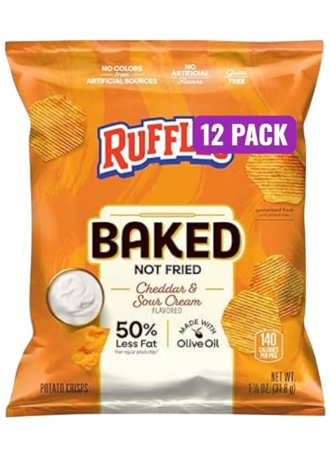 Baked Potato Chips, Original, 0.875 oz Bags, (Pack of 16), Bundled By Shoppyway 50% Less Fat, Gluten Free, No Artificial Flavors, No Colors from Artificial Sources