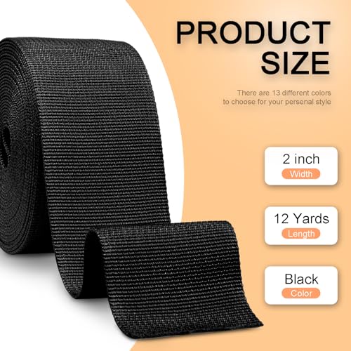 Image of CooBigo 12 Yards Webbing 1 inch & 1.5 inch & 2 inch Polypropylene Webbing Strap 1 Inch 1.5 Inch 2 Inch Wide Webbing Strapping for Bags /Lawn Chair /Pool Solar Cover DIY Crafting