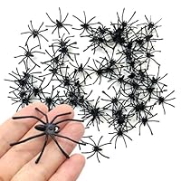 200 Halloween Plastic Spiders, Realistic Black Fake Spider, Durable Joke Horror Prank Spider for Halloween Party Decorations, Haunted House Props, Children's Fun Toys
