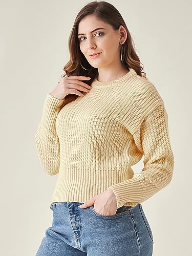 Image of Modeve Solid Round Neck Casual Women Sweater||Winterwear||