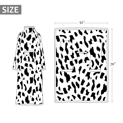 Image of Catalonia Sherpa Wearable Blanket with Sleeves Arms, Super Soft Warm Comfy Large Fleece Plush Sleeved TV Throws Wrap Robe Blanket for Adult Women and Men, Cow
