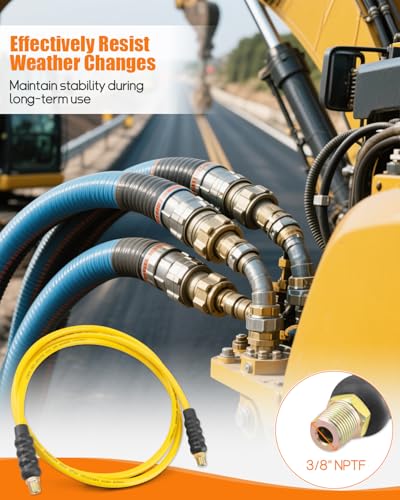 Image of 10' 10000psi High Pressure Hydraulic Hose, CH-604 Coupler 3 /8 Inch NPTF Thread, 1 /4 inch ID x 10 FT(Yellow, 10' 10000psi)
