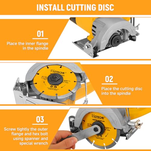 Hoteche P801006A 4-3/8-Inch Dry/Wet Masonry&Tile Saw 1250W Electric Cutter thumb #4