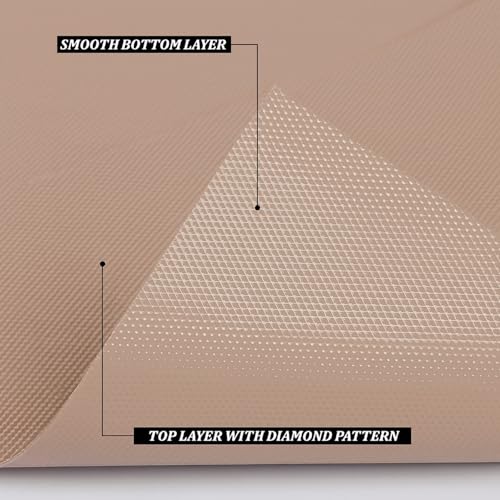 Image of Go Hooked EVA Anti Slip Fridge Mat Roll 45cm x 5m | Waterproof Shelf Liner for Kitchen Cabinet, Drawer, Refrigerator & Wardrobe | Food Grade Washable Cuttable Reusable Place Mat (Beige)