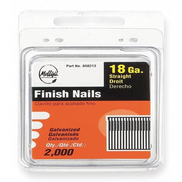 Collated Brad Nail, 1-1/2 in L, 18 ga, Galvanized, T-Head Head, 0 Degrees, 2000 PK, Mfr: 650214-A