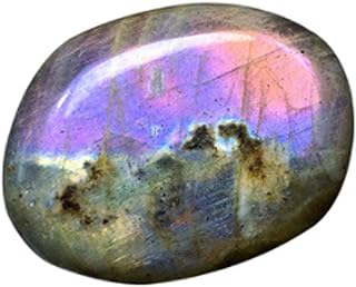 Natural Labradorite Palm Stone Worry Stones Purple Flash Irregular Sphere Healing Crystal Quartz Gemstone Pocket Stone for Reiki Chakra Balancing Decoration (Purple Flash Labradorite 20-50Grams)