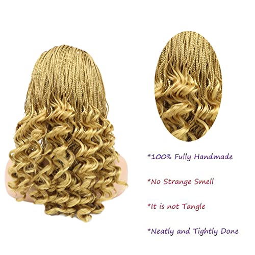 AFBeauty Blonde 613 Braid Wig Blonde Box Braided with Curly Tips Fully Handmade Synthetic Curly Ends Lace Braiding Hair Heat Resistant Fiber Box Braided Makeup Wigs for Women - Image 4