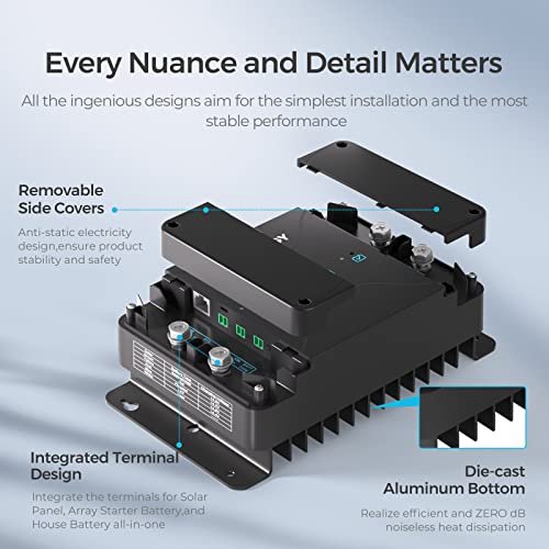 Image of Renogy Smart 50A DC-DC MPPT Battery Charger 12V, Dual Input for RVs /Vans | 50V /660W solar input,AGM /Gel /Flooded /Li, MPPT 99% tracking,alternator+dual input,overvoltage /short protection,negative ground