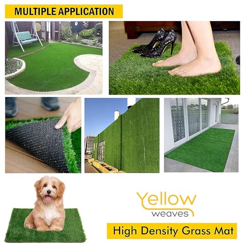 Image of Yellow Weaves 45 MM High Density Artificial Grass Carpet Mat for Balcony, Lawn, Door (1.5 X 5 Feet)