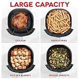 DASH Tasti-Crisp™ Electric Air Fryer Oven, 6 Qt. Family Size, Black – Compact Air Fryer with Large Basket for Healthier Food in Minutes, Ideal for Small Spaces - Auto Shut Off, Analog, 1700-Watt