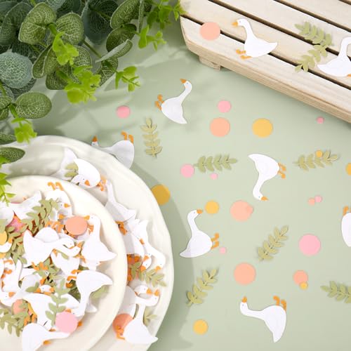 Image of Whaline 300 Pcs One Silly Goose Birthday Table Confetti Goose Dot Leaves Confetti Table Centerpieces for First Birthday Party Decoration