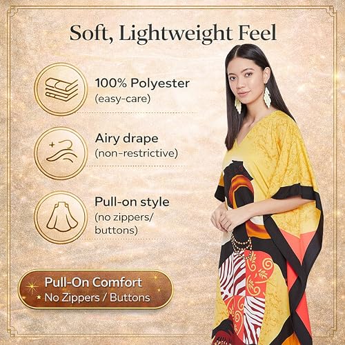 Image of Oussum Women Plus Size Kaftan Kimono Loose Maxi summer dresses for women Beach 3 /4 Sleeve Casual lounge dress Boho