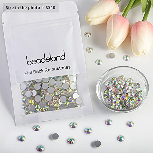 Image of beadsland 144pcs Flat Back Crystal Rhinestones Round Gems for Nail Art and Craft Glue Fix,CrystalAB (SS40(8.4-8.7mm))