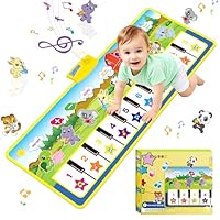 Kids Piano Mat, Piano Music Mat Dance Mats with 10 Piano Keyboard, Touch Play Floor Mats Keyboard Animal Musical Carpet Mat Early Education Gift Toys for 1 2 3 4 5 Years Old Boys Girls Toddlers Kids