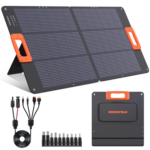Image of SOKIOVOLA N-Type 16BB 100W Portable Solar Panel for EF/Jackery/Bluetti/Anker Power Station,ETFE Foldable Solar Panel Charger 25% High Efficiency USB-A & QC3.0 Output IP68 for Blackout Camping RV