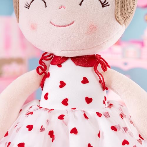 Gloveleya Baby Doll Valentines Day Gifts I Love You Gifts Soft Toy Plush Dolls Red Flocking Heart Girl - Thumbnail 6