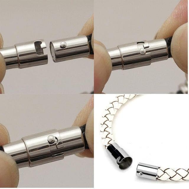 Image of Beadsnfashion 10 Pcs Magnetic Clasps for Jewellery Making - 16x6mm, 5mm Hole Size, Silver Leather Cord Connectors, Magnetic Clasp for Bracelet & Necklace, Premium Jewelry Findings for DIY Crafting