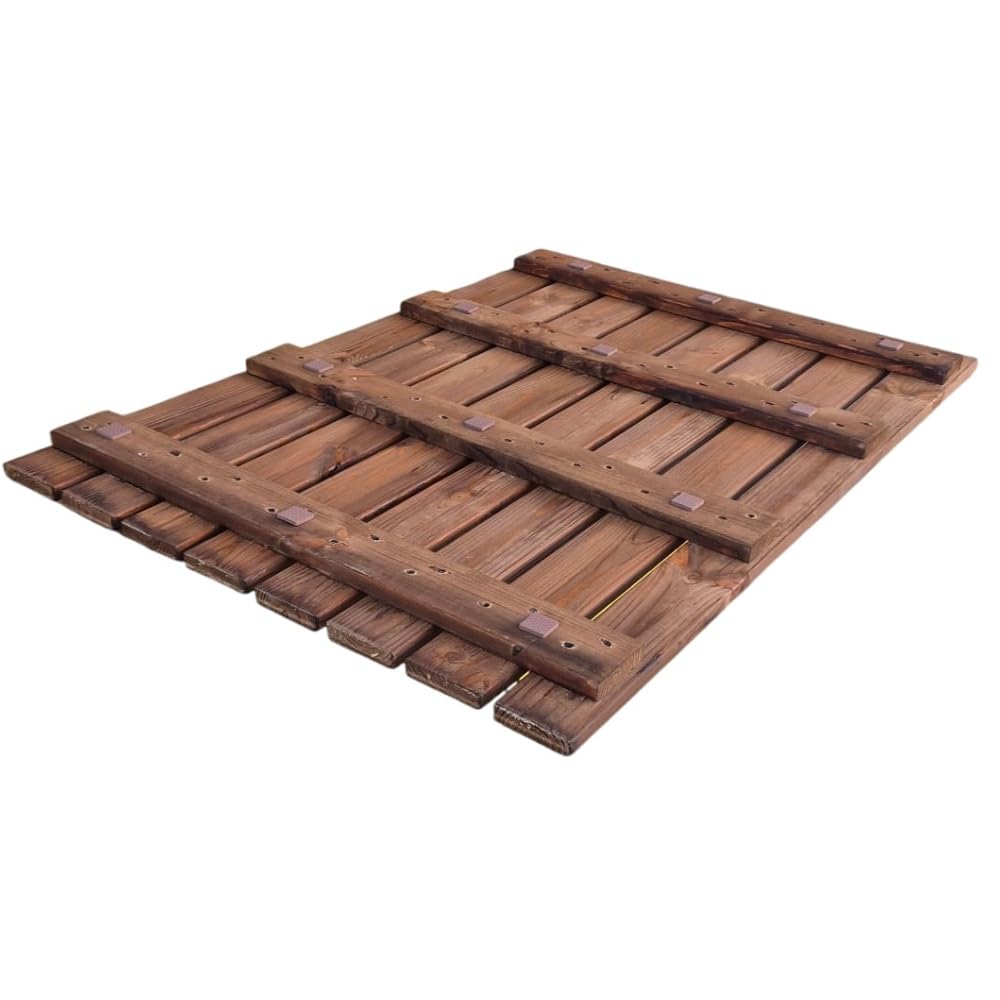Pedana doccia antiscivolo 118x78 cm, in legno di pino impregnato, Colore Teak