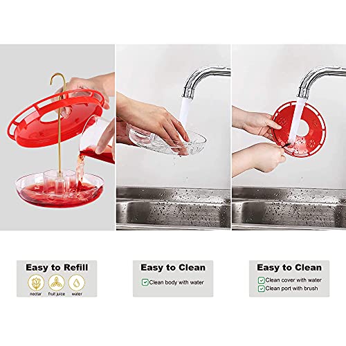 Allslotx F021 Hummingbird Feeders For Outdoors Hanging (Set Of 2) 16 Oz, 5 Feeding Ports, Easy To Install, Refill & Clean thumb #4