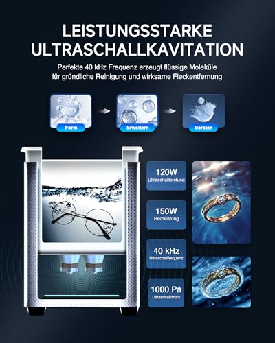 CREWORKS Profi Ultraschallreinigungsgerät 3L (Echtes Volumen) mit Degas & Soft-Modus,...
