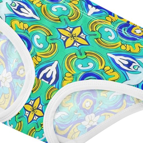 Artistic Toddler Underwear Custom 2t Cotton Little Girl Panties Painted Ornate Teal Blue Yellow Underpants Briefs4
