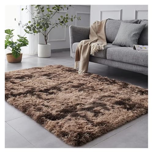 KANGYEBAIHUODIAN 2023年の人気寝室用エクストラソフトシルキースムースシャギー合成ふわふわカーペットファーラグ(Coffee)