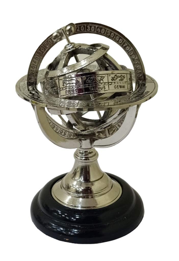 THOR INSTRUMENTS Brass Armillary Sphere Astrolabe On Black Wooden Base Nautical Gift Rustic Vintage Home Decor Gifts