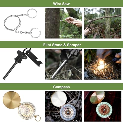 Survival kits 17 in 1, Emergency Survival Gear and Equipment, Cool Gadgets for Men Camping Fishing Hunting Outdoor - Image 4