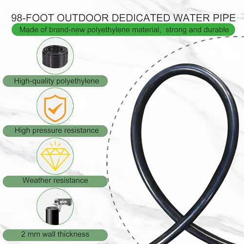 98 Ft Drip Irrigation System,360°Bendable Drip Irrigation Kit,25 Nozzles and 27 Quick Connectors,Automatic Garden Irrigation System,Adjustable Atomizing System for Plants, Greenhouse,Yard,Lawn - Image 5