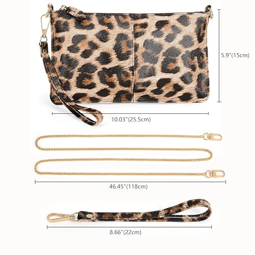 Image of YALUXE Genuine Leather Wristlet Handbags Purses Cell Phone Pocket Clutch Wallet Crossbody Bags for Women